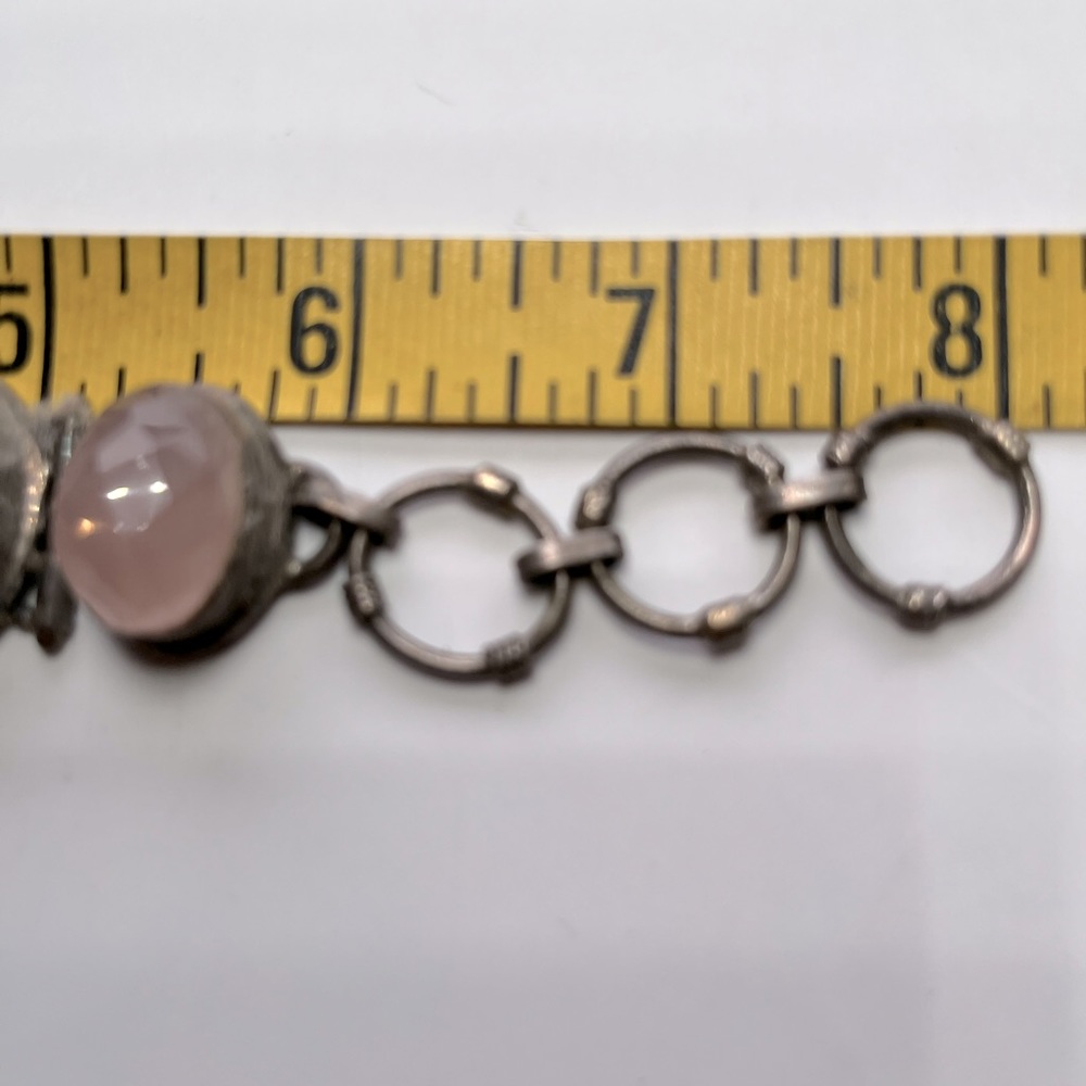 Handmade, Rose Quartz- Faceted, Cushioned withSterling 8”Adjustable Bracelet EUC - Picture 2 of 9